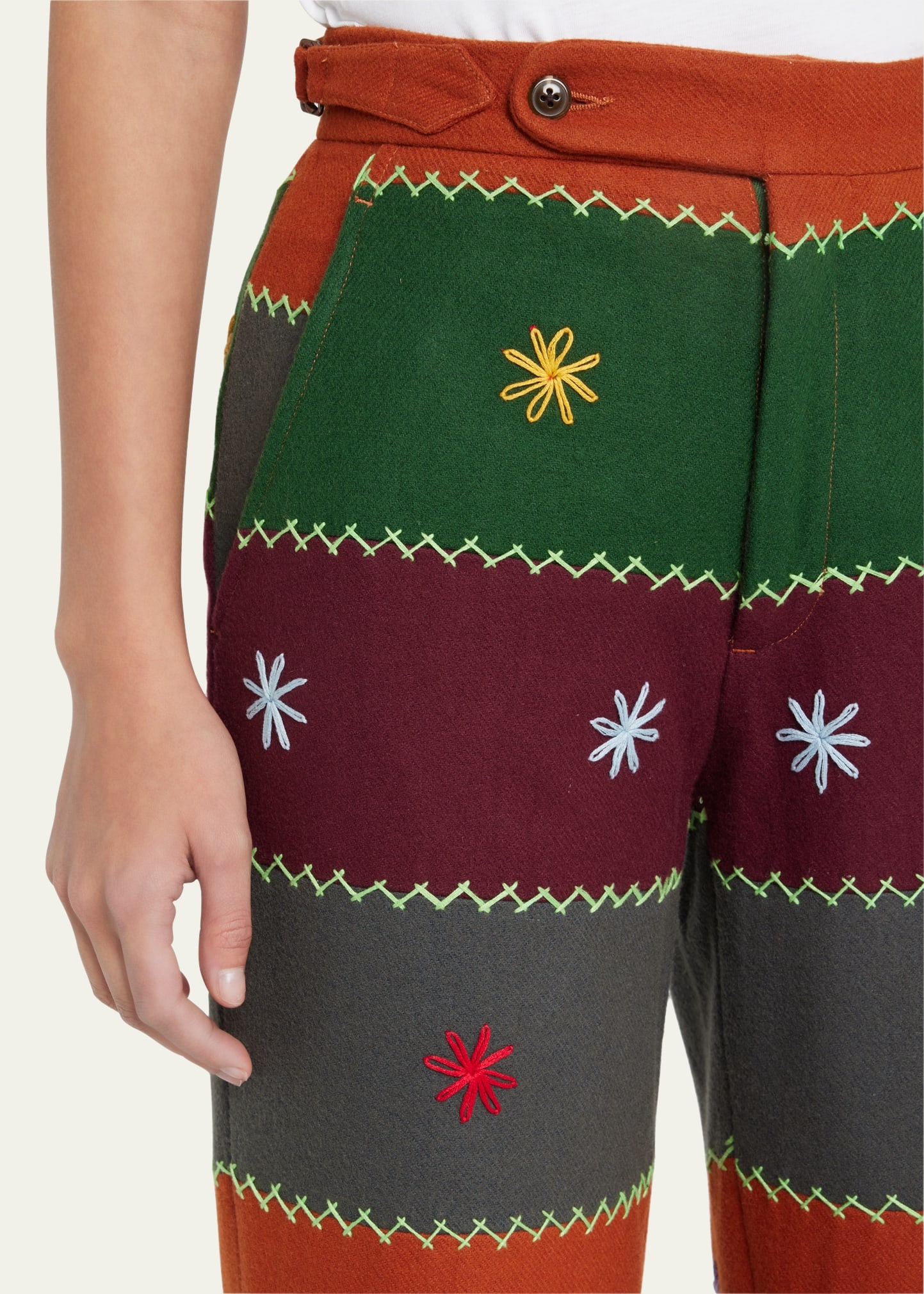 Embroidered Autumn Quilt Trousers - 5