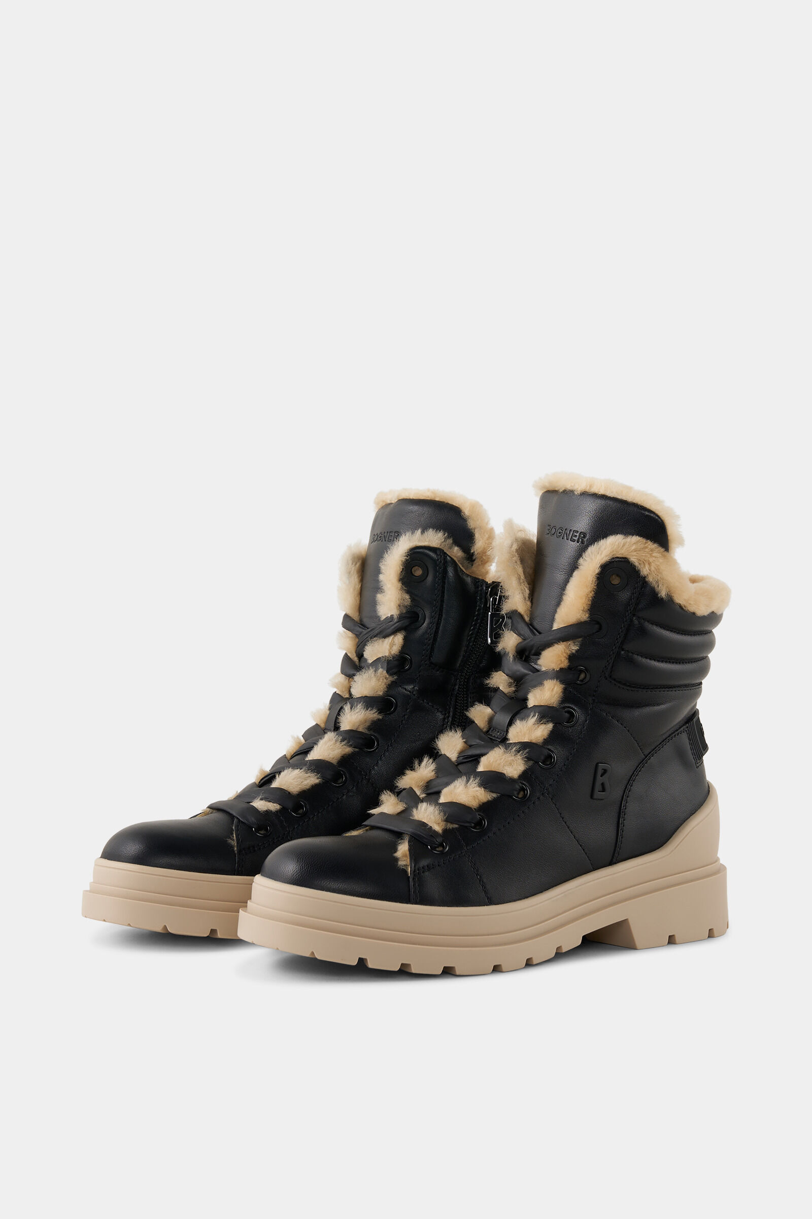 Mid boots St.Moritz with spikes in Black/beige - 3