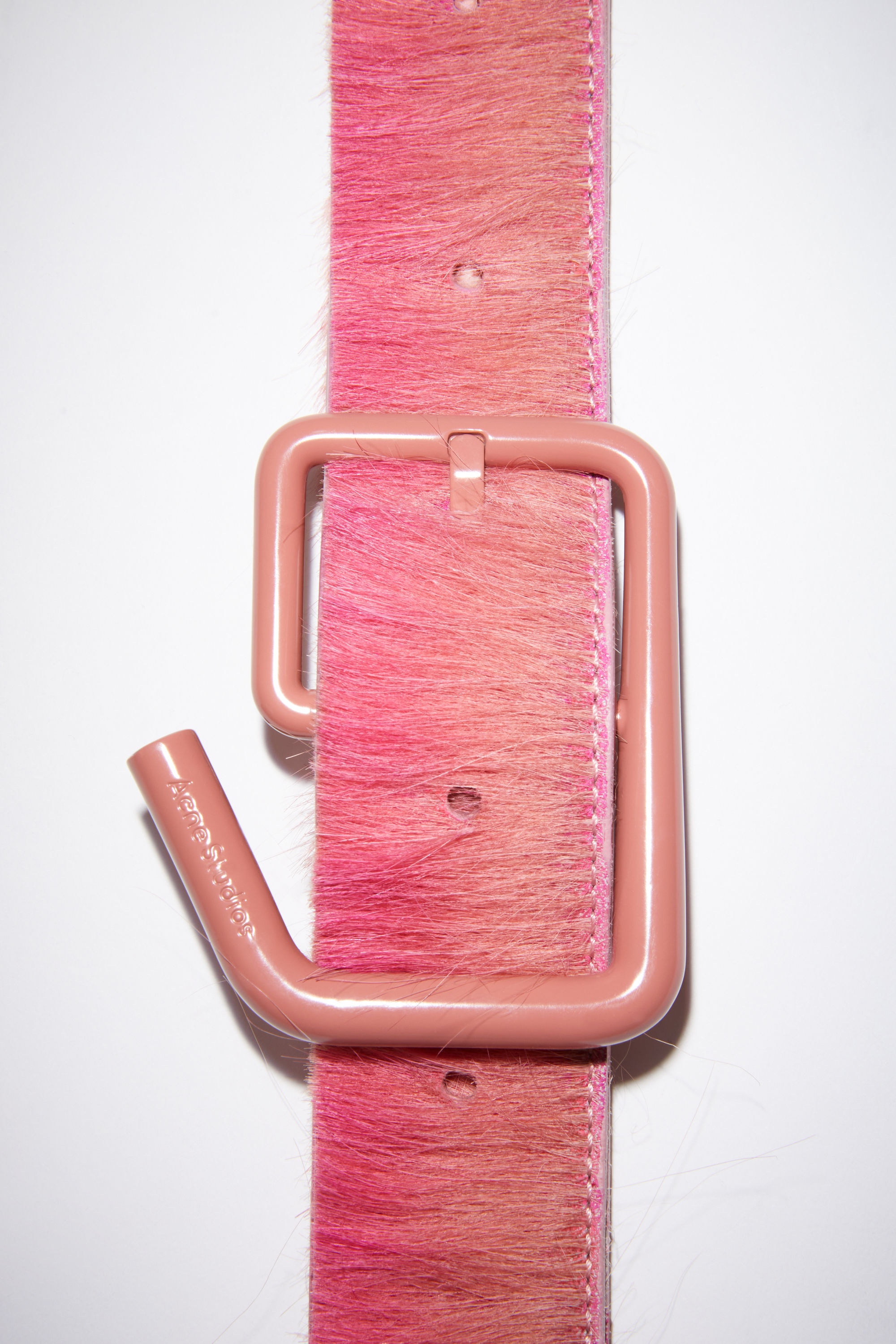 Deconstructed hairy leather buckle belt - Bright pink - 4