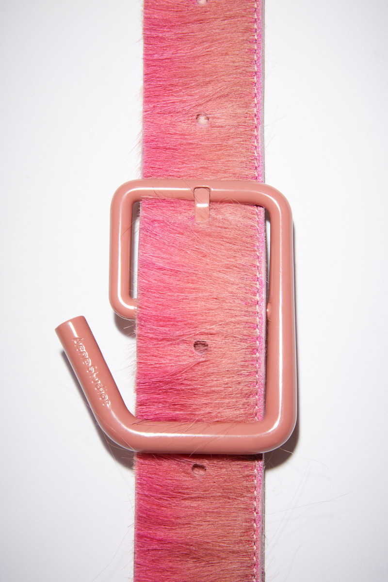 Deconstructed hairy leather buckle belt - Bright pink 4
