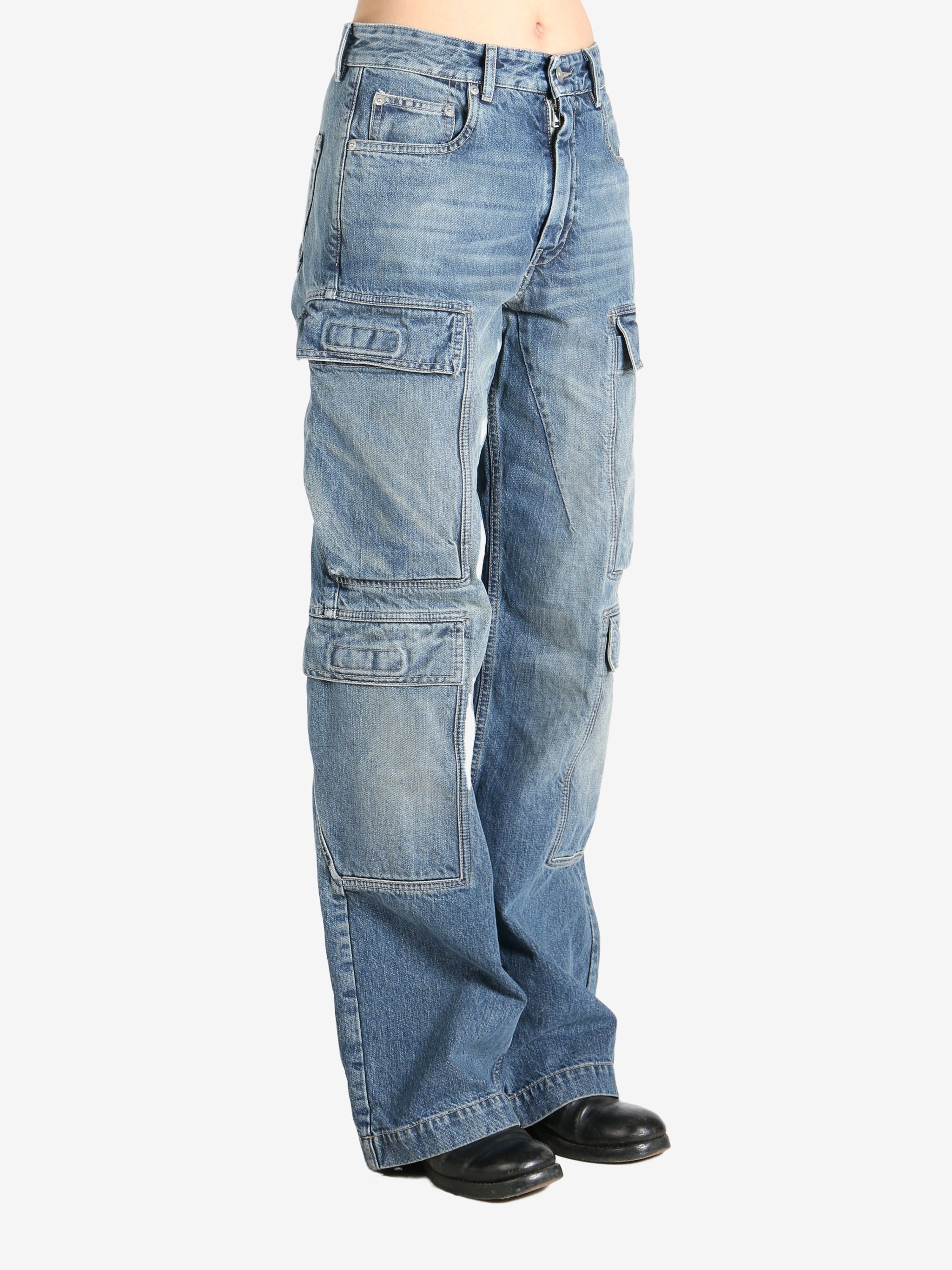 RICK OWENS DRKSHDW - Women Denim Double Cargo Jeans - 2