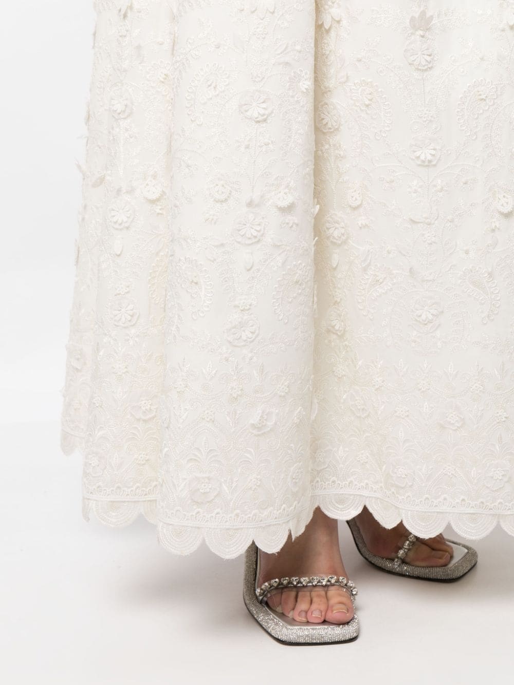 Pyaar floral-appliquÃ© full skirt - 5
