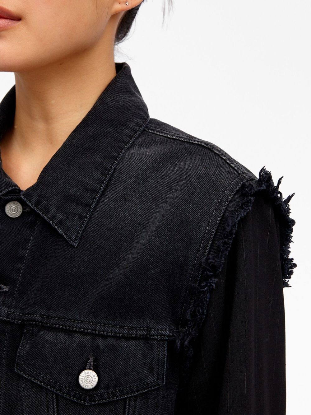 ripped-detailing denim jacket - 6