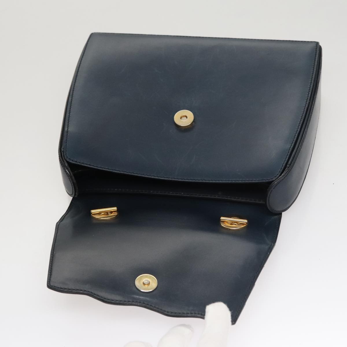 CELINE Hand Bag Leather Navy Red Yellow - 10