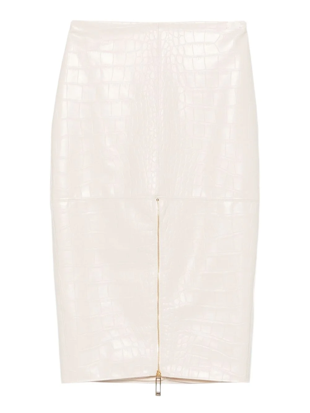 crocodile-effect zip-front skirt - 1