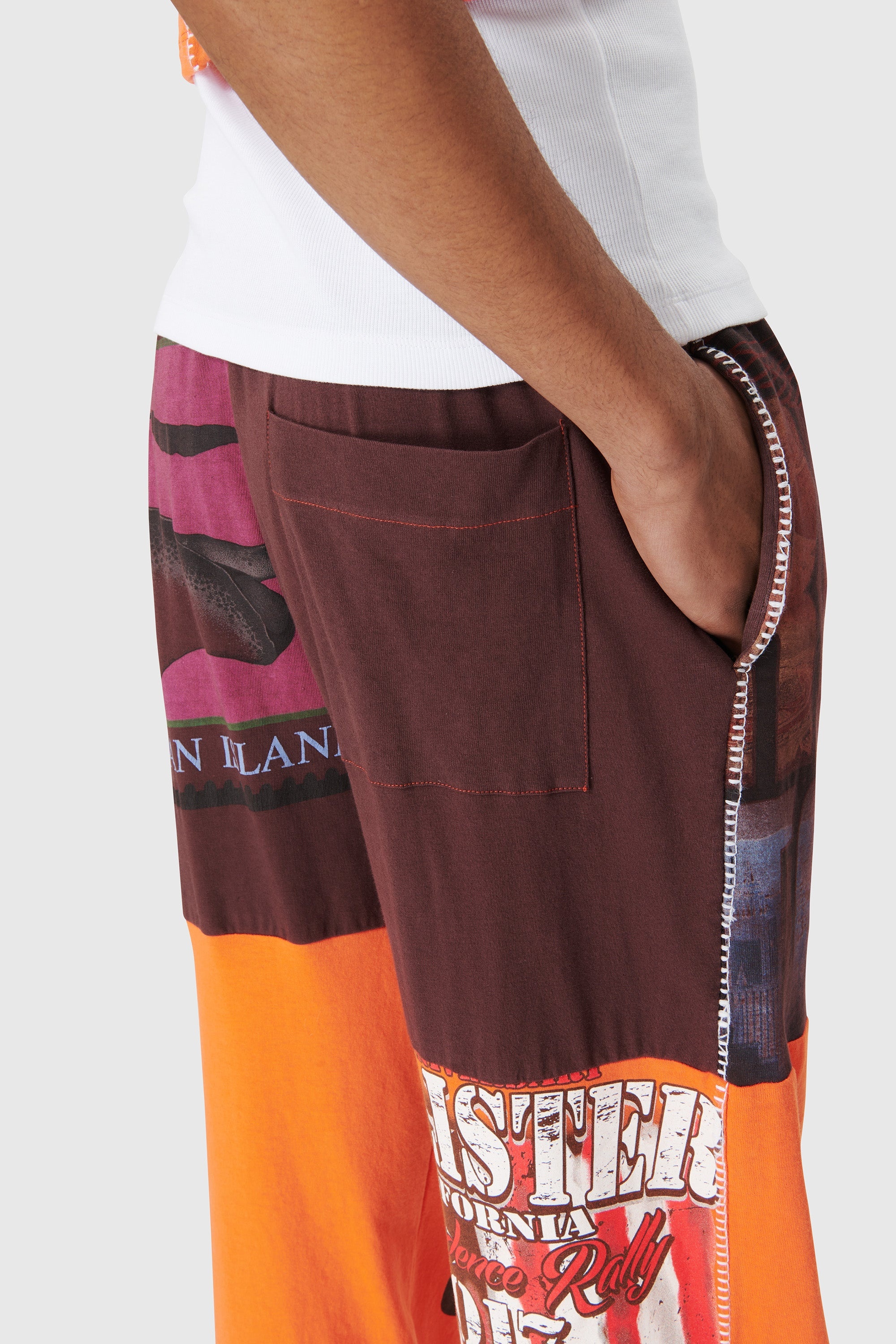 Regenerated Graphic T-shirt Patchwork Pants - 4