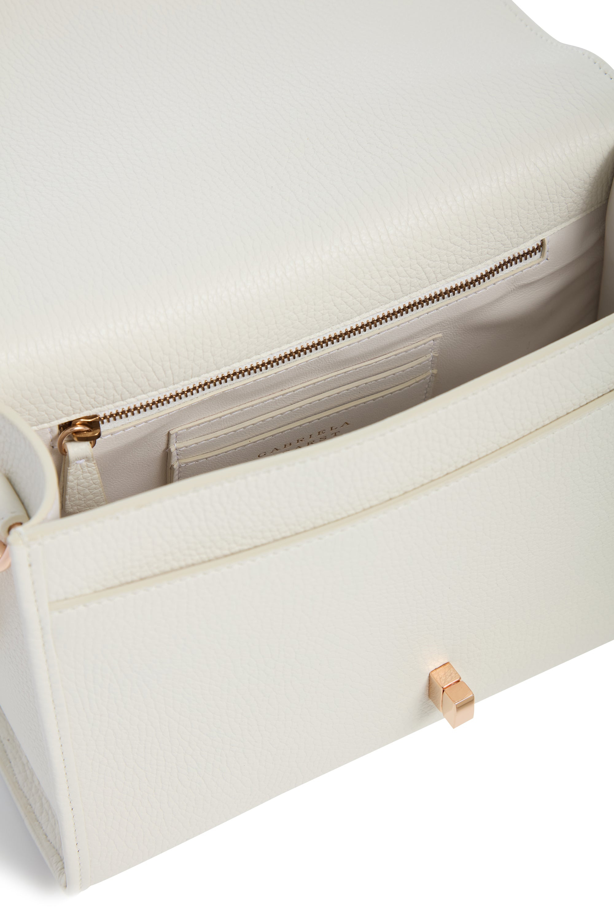 Medium Leonora Flap Bag in Ivory Textured Leather - 4