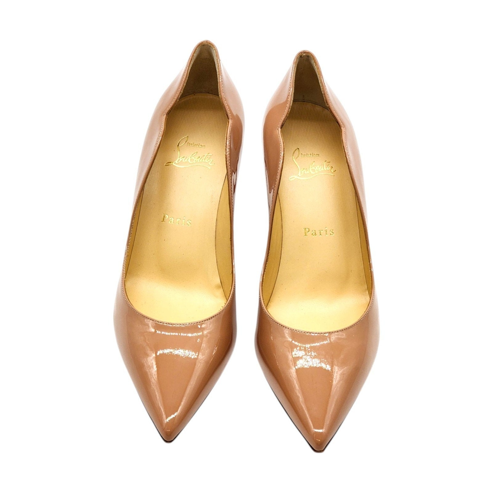 Christian Louboutin Hot Chick Patent Leather Kitten Heel Pumps Blush - 4