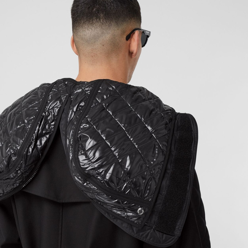 Detachable Hood Quilted Nylon and Cotton Coat 7