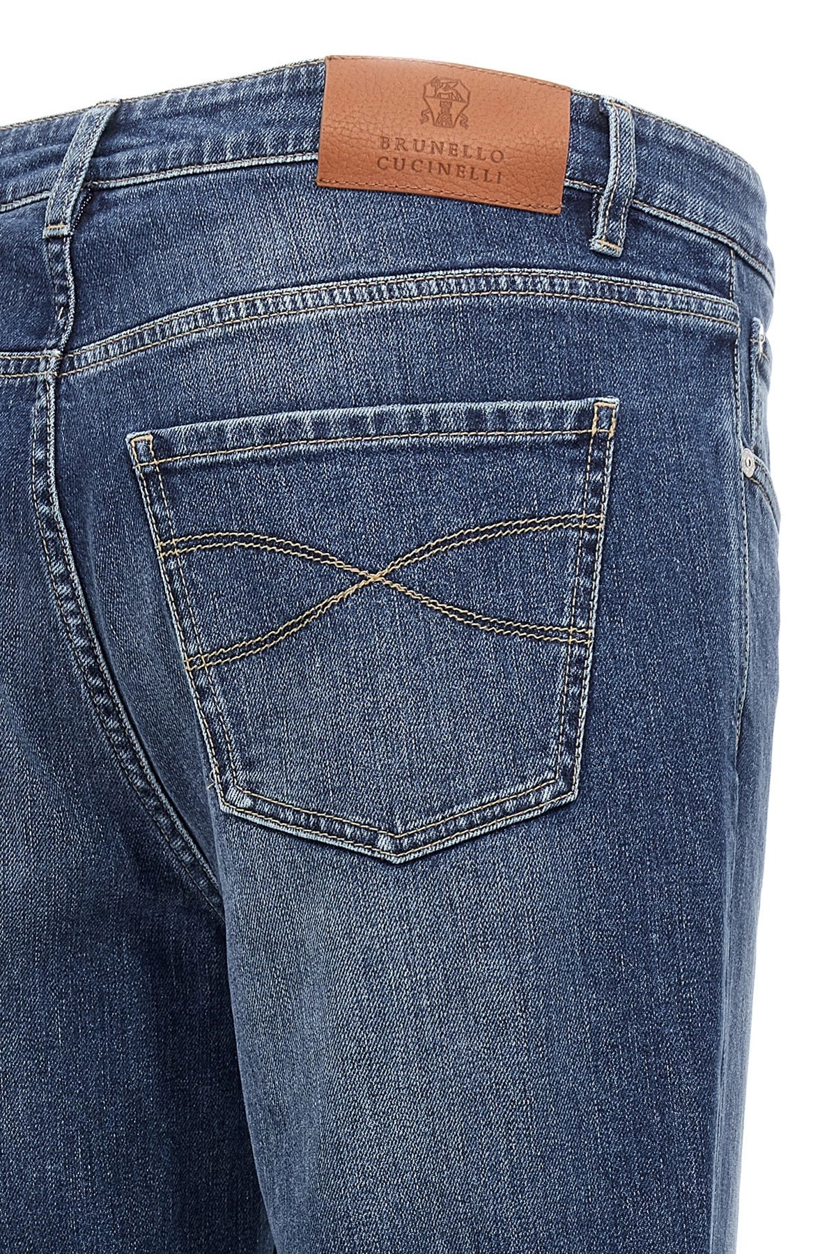 Logo embroidery stretch jeans - 5