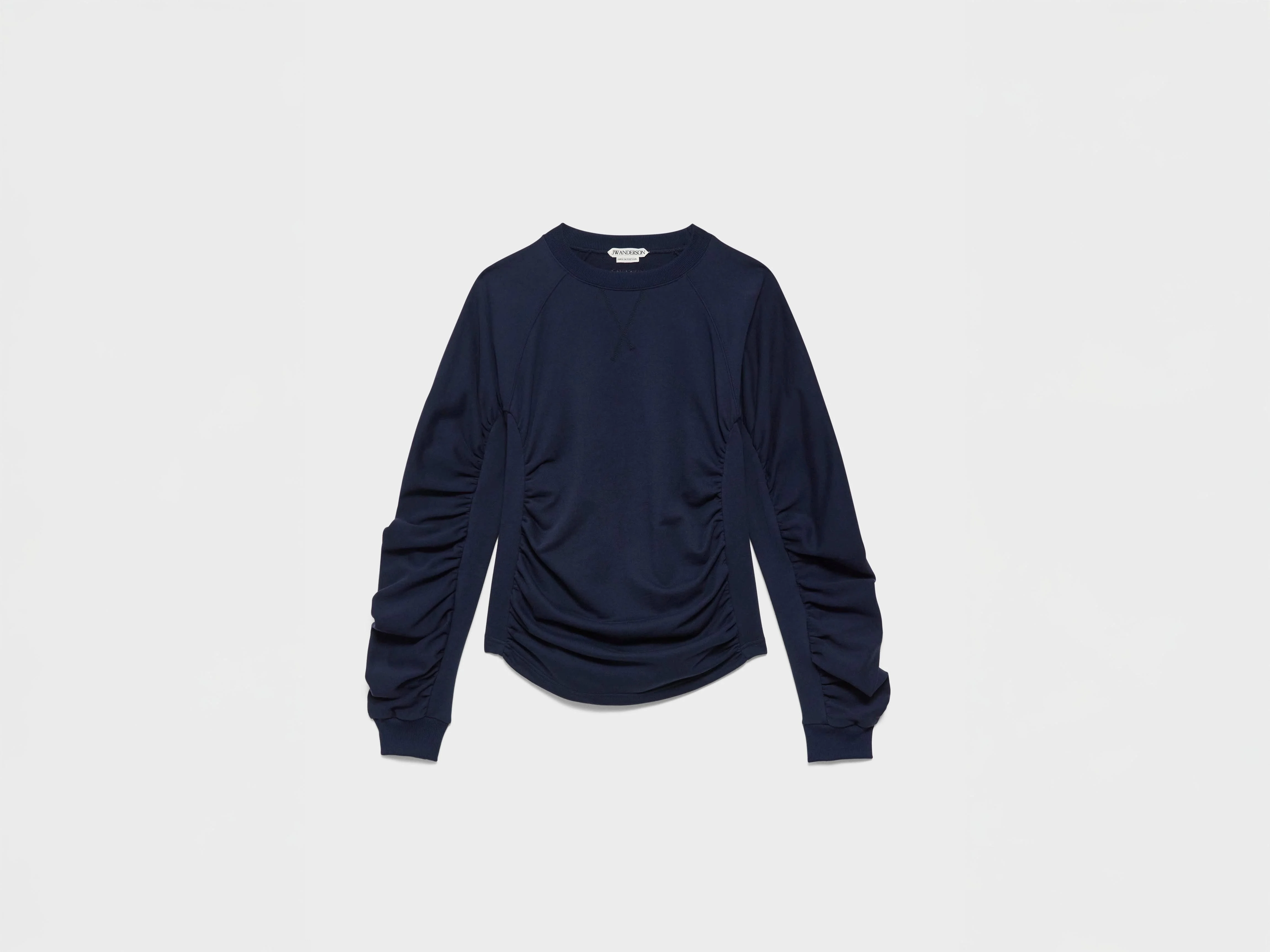 WOMENS RUCHED SLEEVE SWEATSHIRT IN NAVY - 1