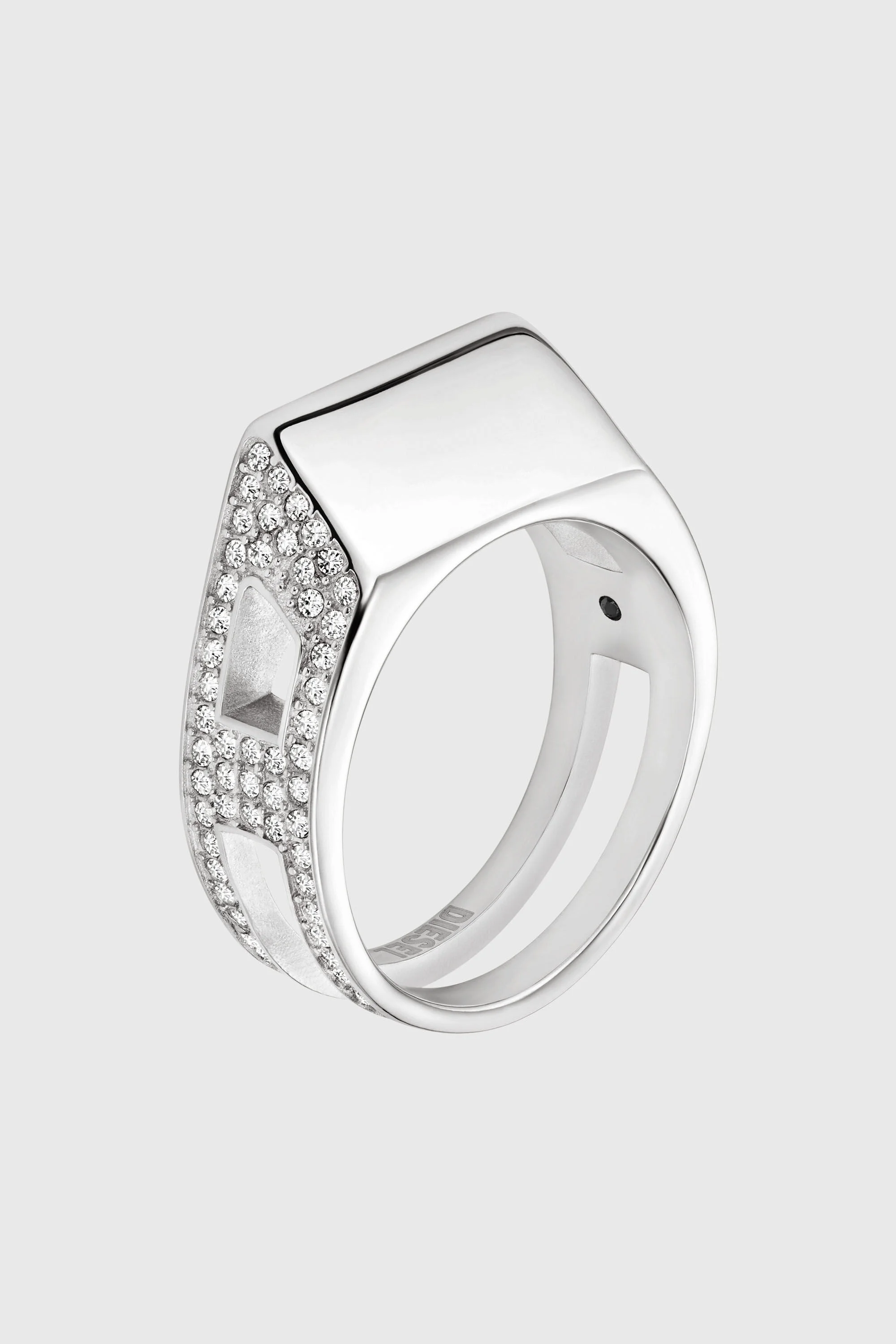 STAINLESS STEEL PAVE BAND RING - 1