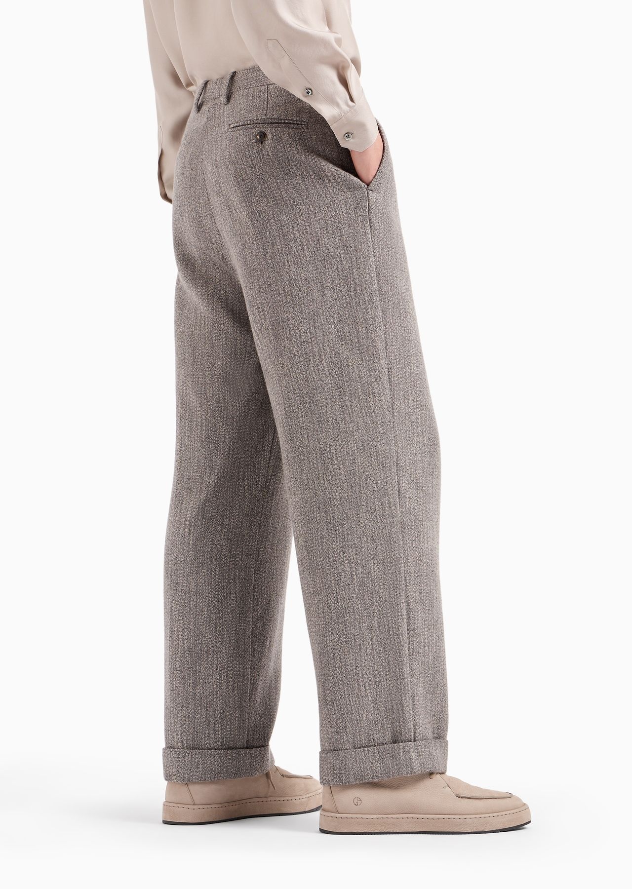 Jacquard viscose and wool-blend single-darted trousers - 3