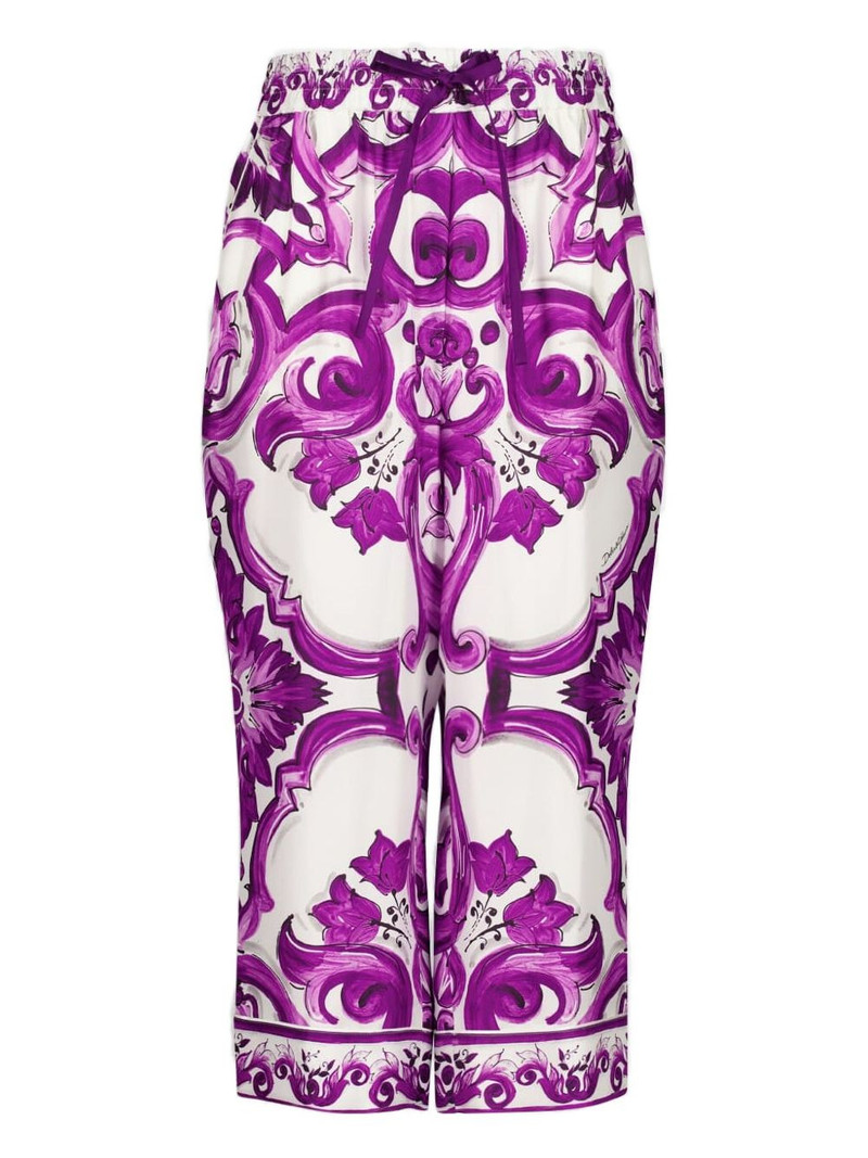 Majolica-print palazzo pants 1