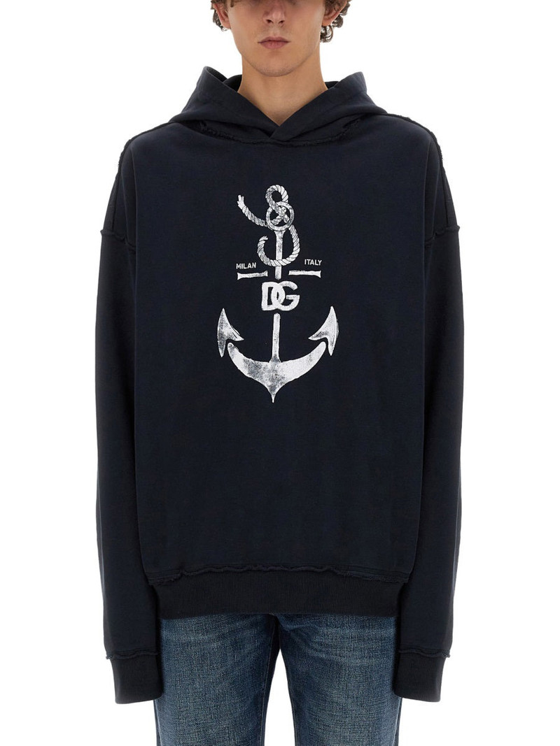 Dolce & Gabbana Men Sweatshirt With Navy Print - 1