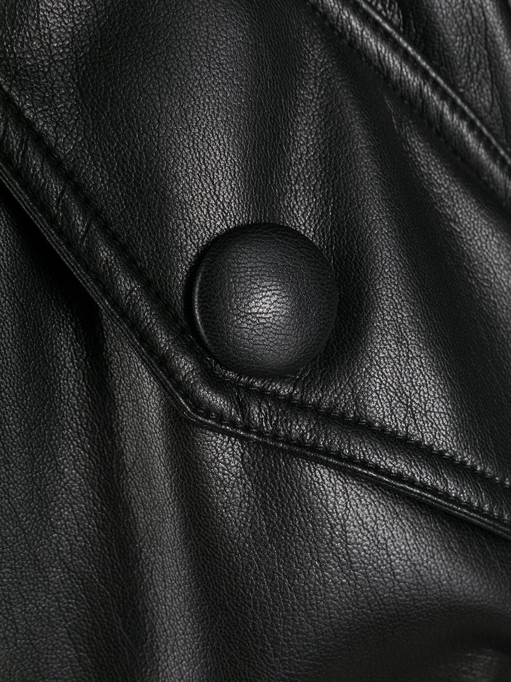 gathered faux leather coat - 6