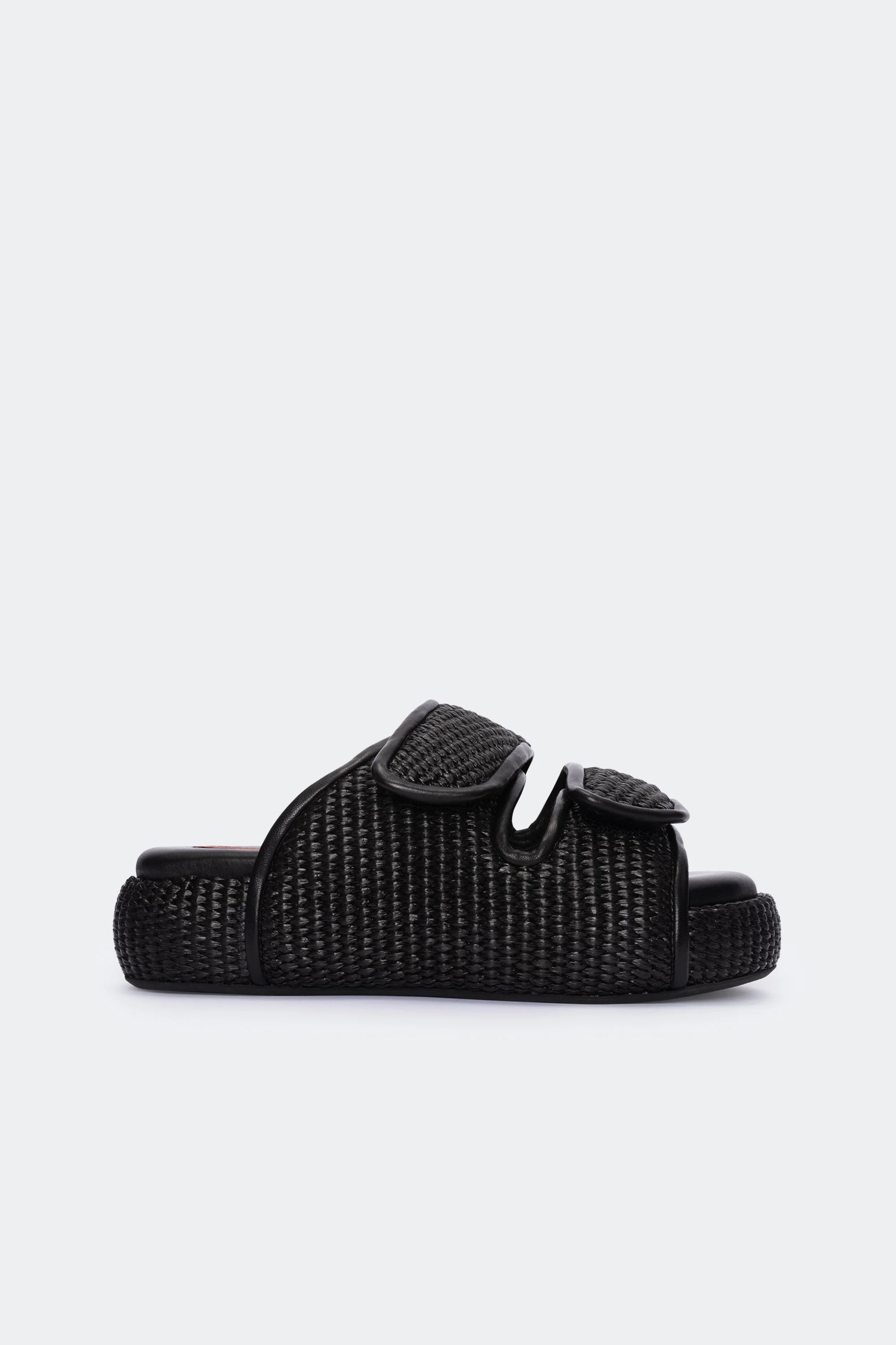 Raffia Cro Slide in Black Raffia - 1