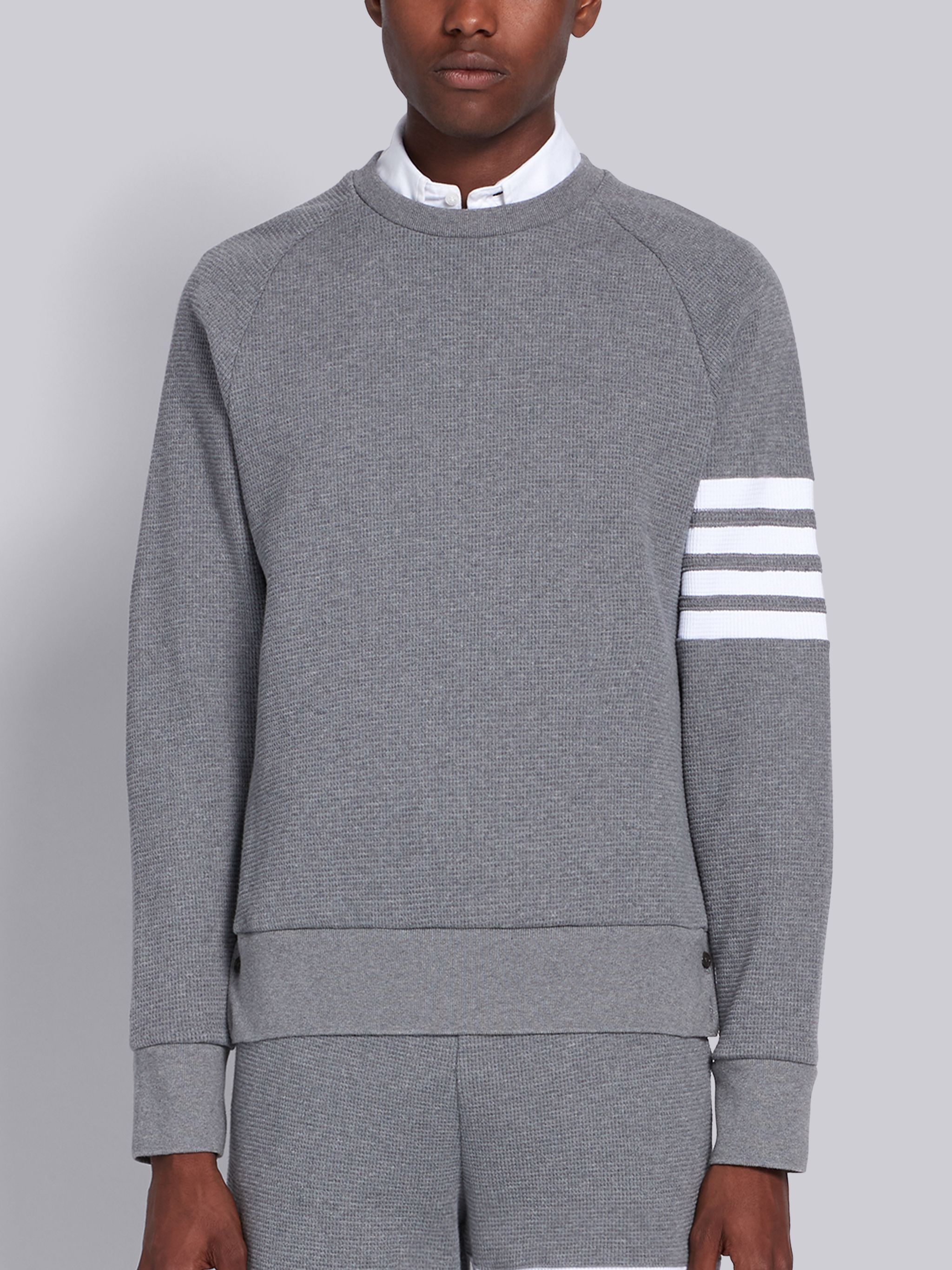 Medium Grey Raglan Sleeve 4-Bar Sweatshirt - 1