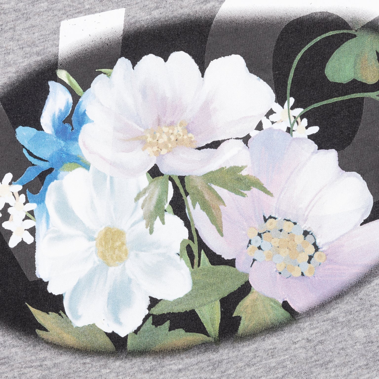 GVCY FLORAL PRINTED CREWNECK T-SHIRT - LIGHT GREY MELANGE - 3