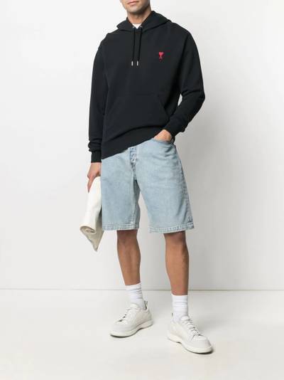 AMI Paris logo-embroidered drawstring hoodie outlook