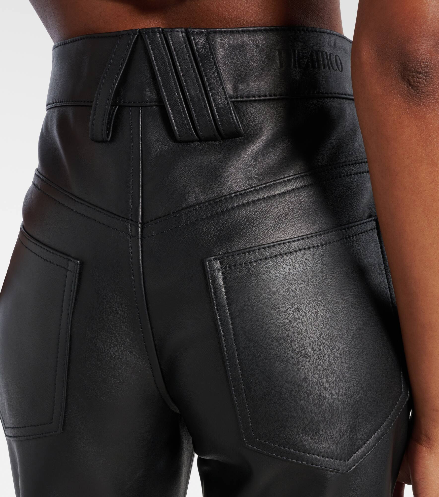 High-rise leather flared pants - 6