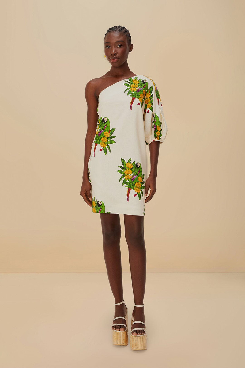 Off-White Maracana Bird Lenzing™ Ecovero™ Euroflax™ Mini Dress 1