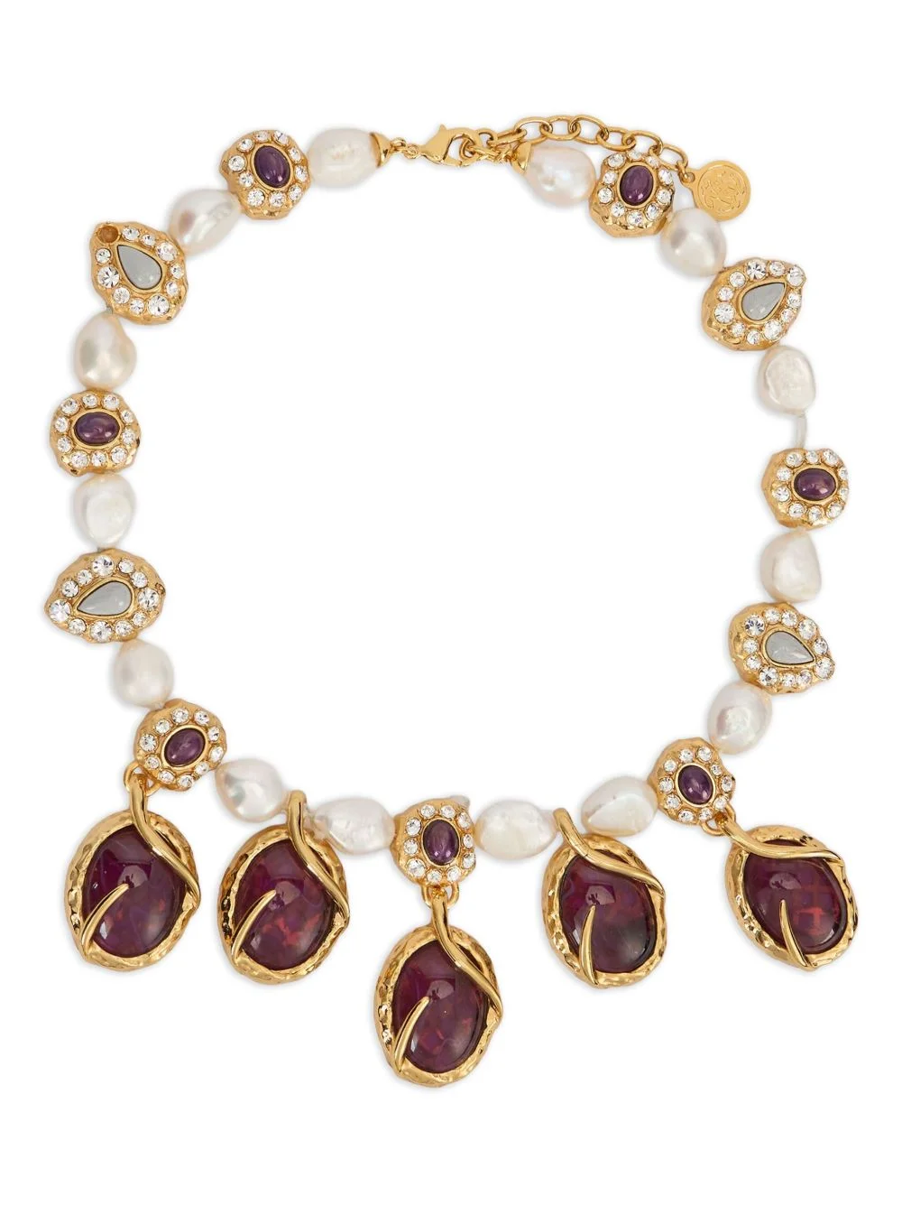 gemstone-embellished pearl necklace - 1