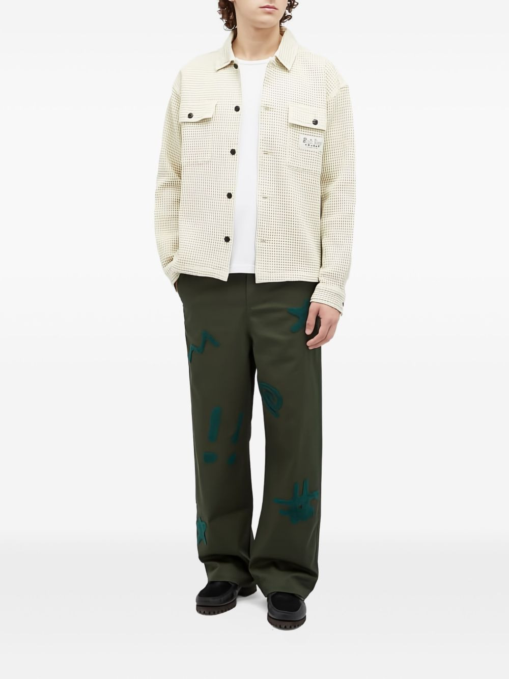 chenille-embroidered trousers - 3