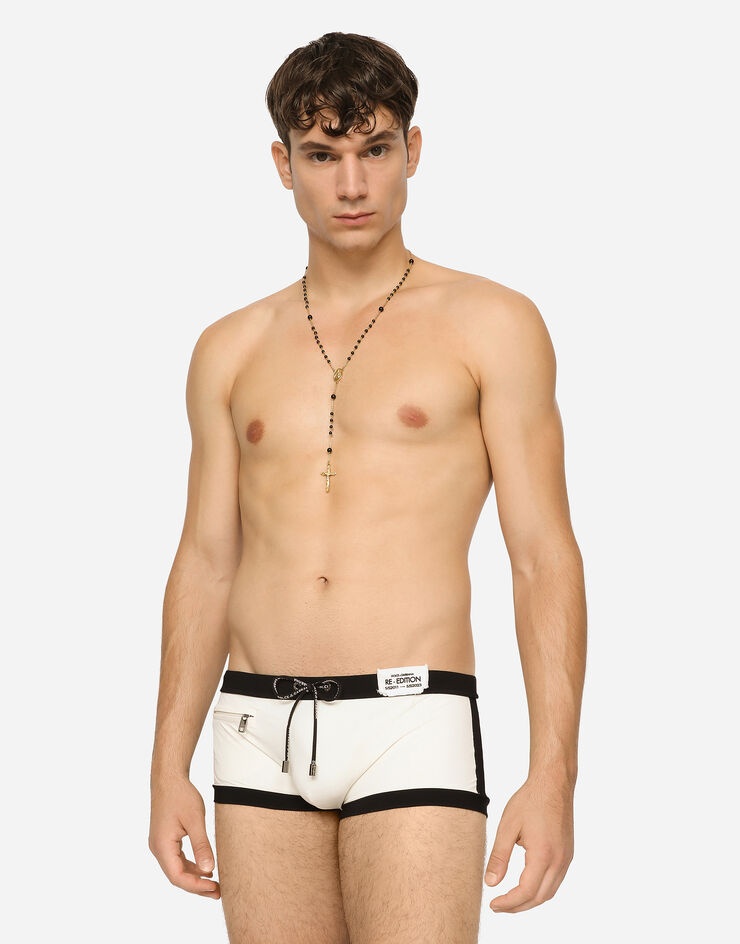 High-legged swim trunks with patch - 4