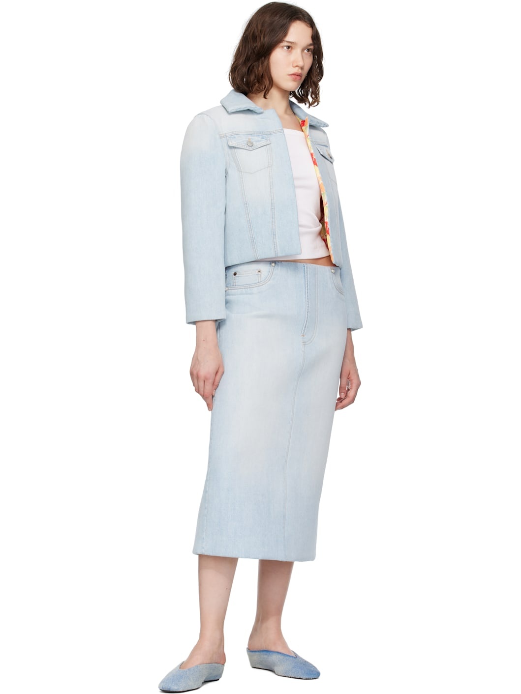 Blue Padded Denim Jacket - 4
