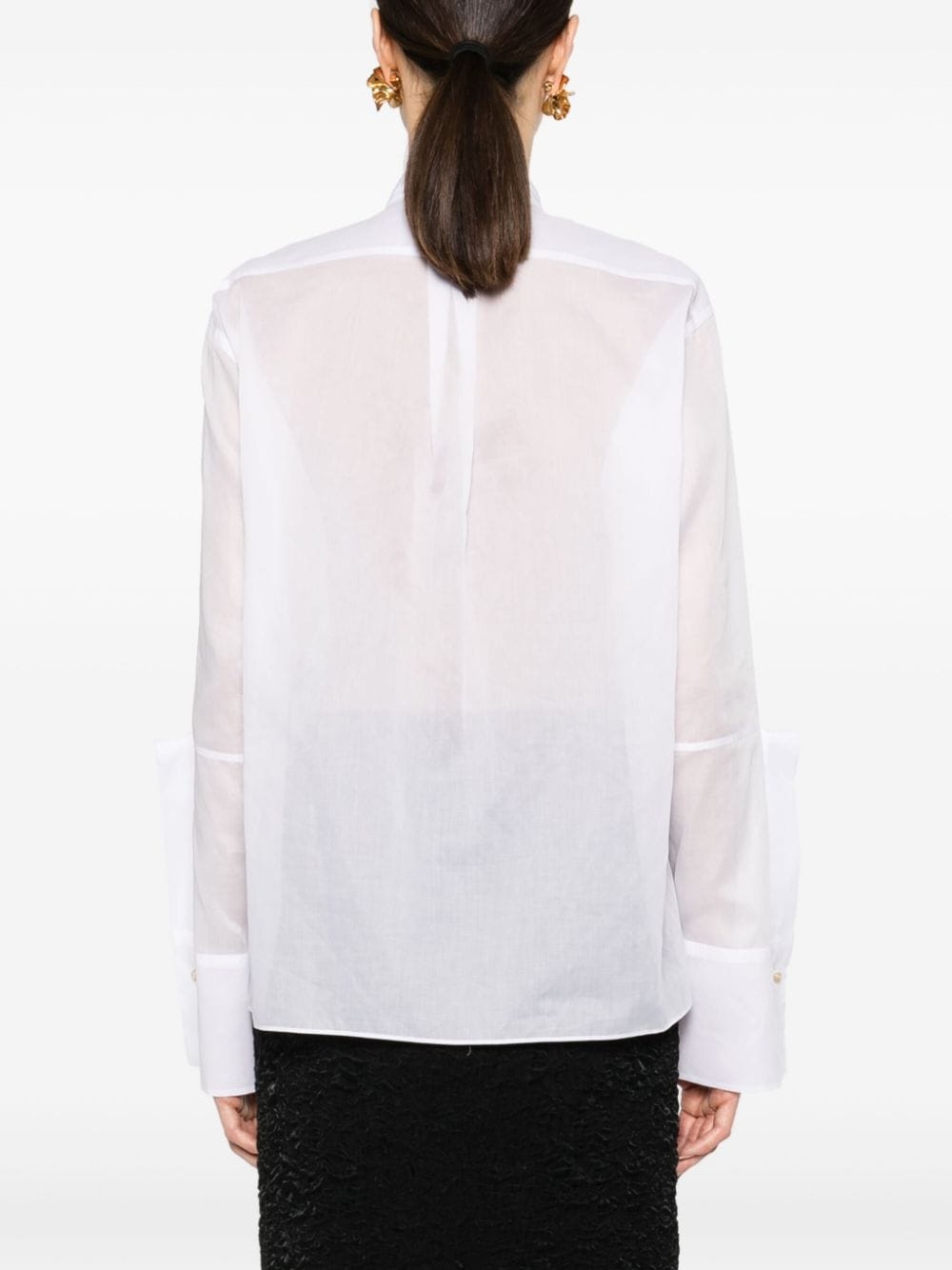 semi-sheer panelled cotton shirt - 4