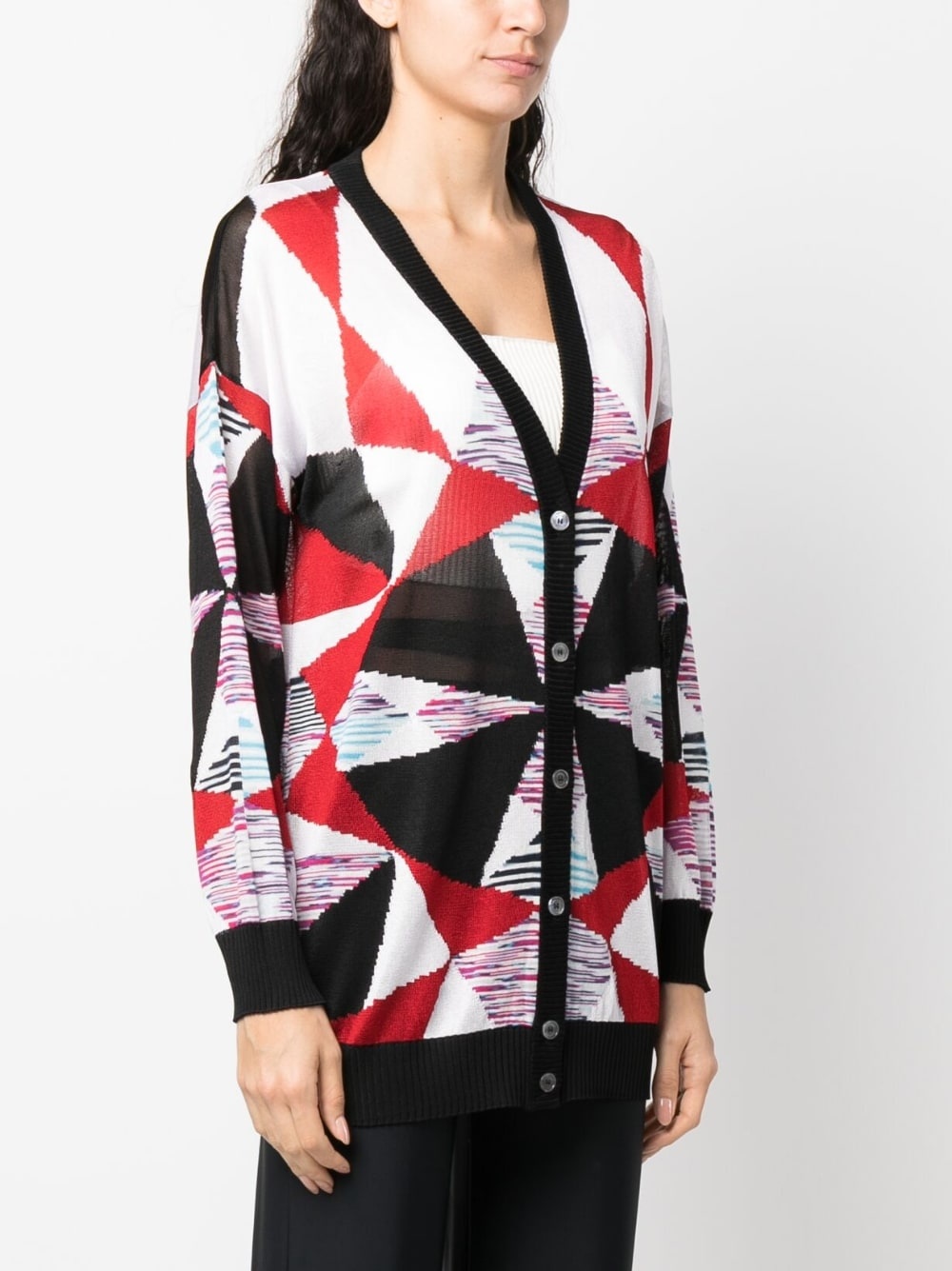 intarsia knit-pattern cardigan - 3