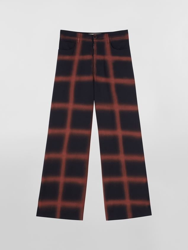 VIRGIN WOOL TROUSERS WITH HAND-SPRAYED CHECK DESIGN - 1