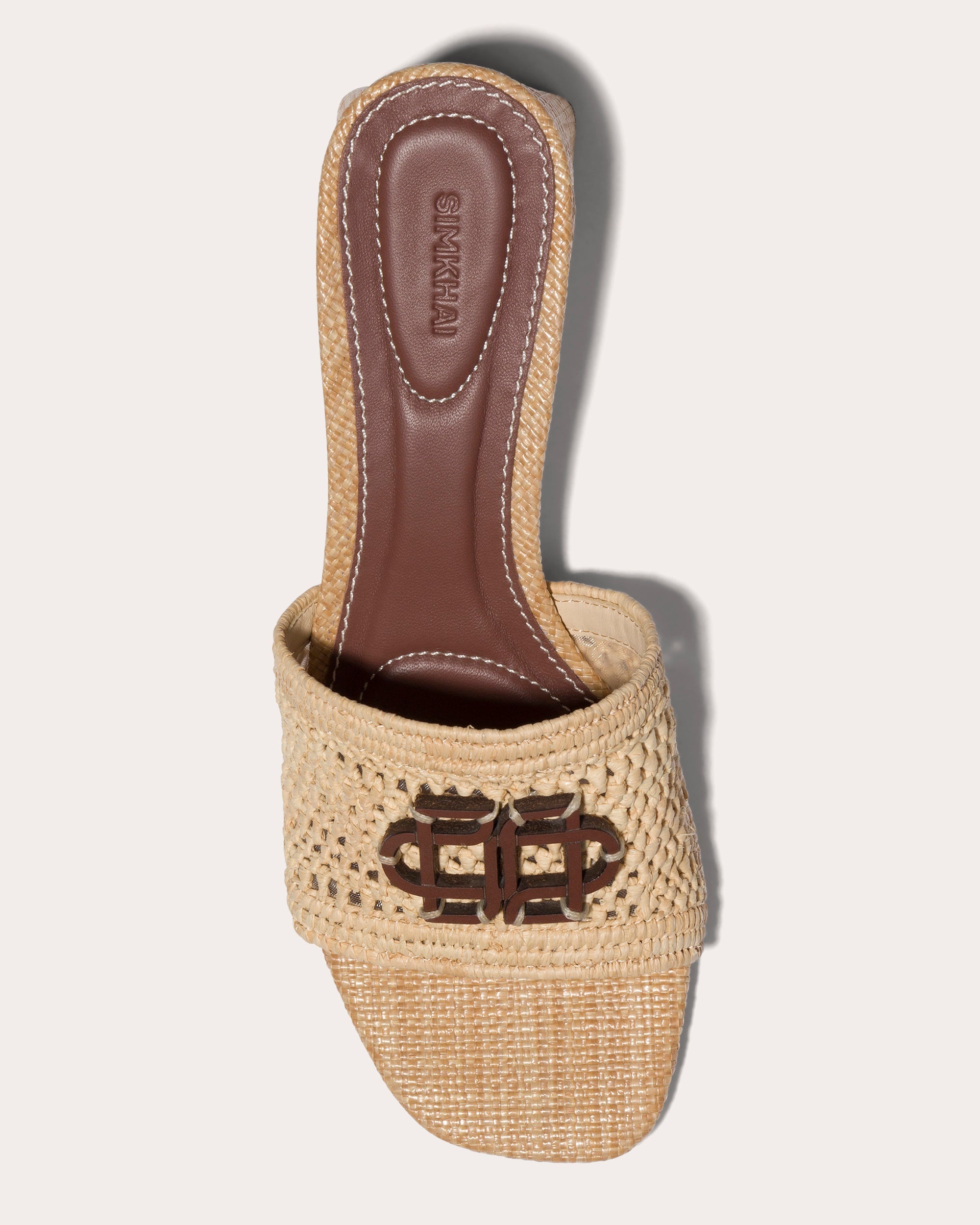Sydney Monogram Raffia Block-Heel Sandal - 4