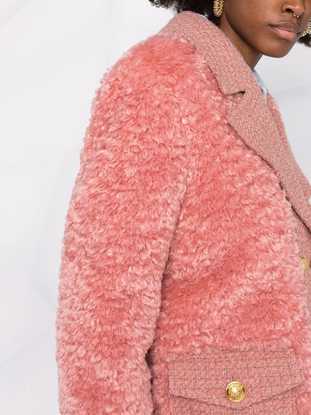 textured double-breasted blazer - 3