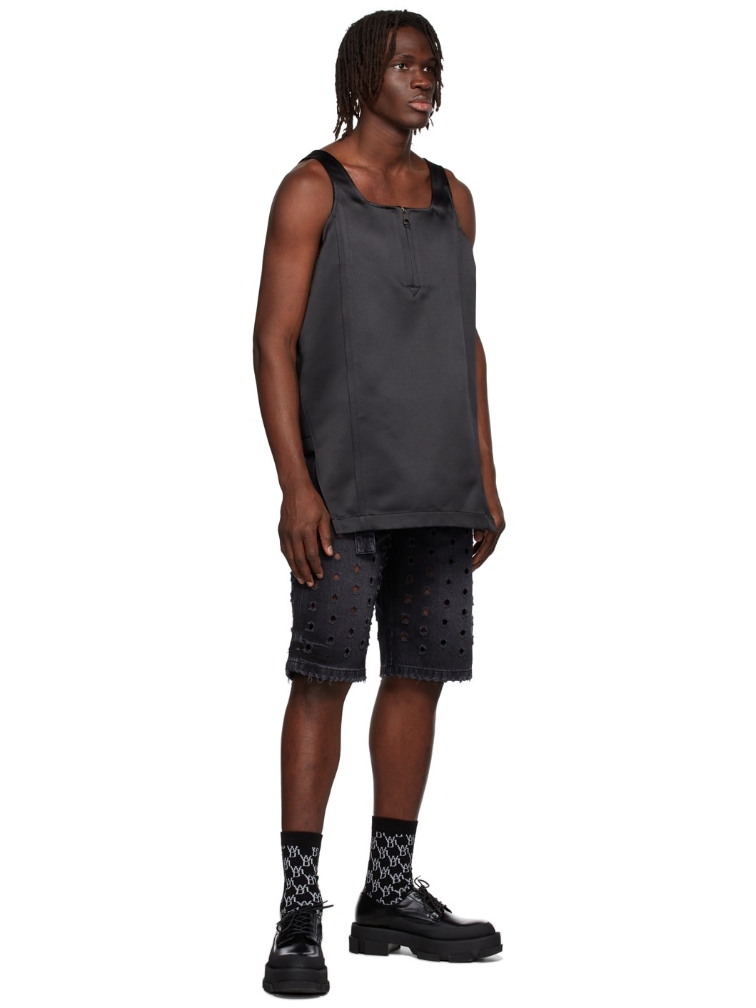 Black Polyester Tank Top - 4