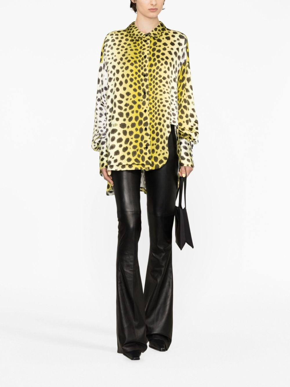 The Attico Women Kota Cheetah Printed Fluid Satin Shirt - 7