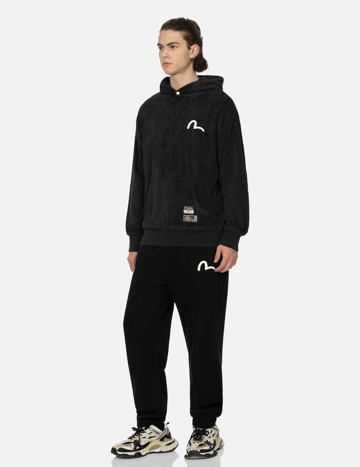 POCKET-SHAPED DARUMA AND SEAGULL PRINT STRAIGHT FIT SWEATPANTS - 4