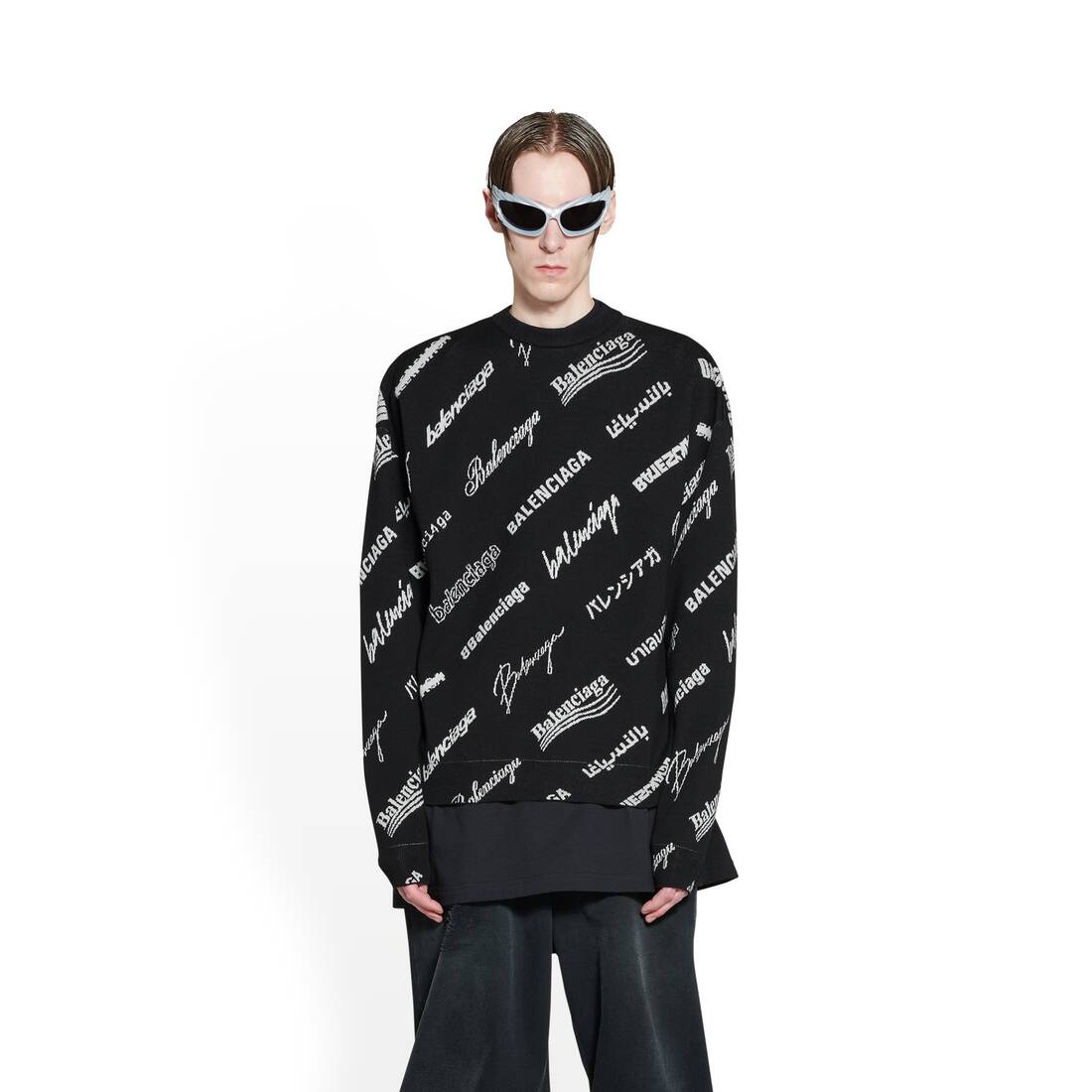 Men's Logomania All Over Sweater in Black - 5