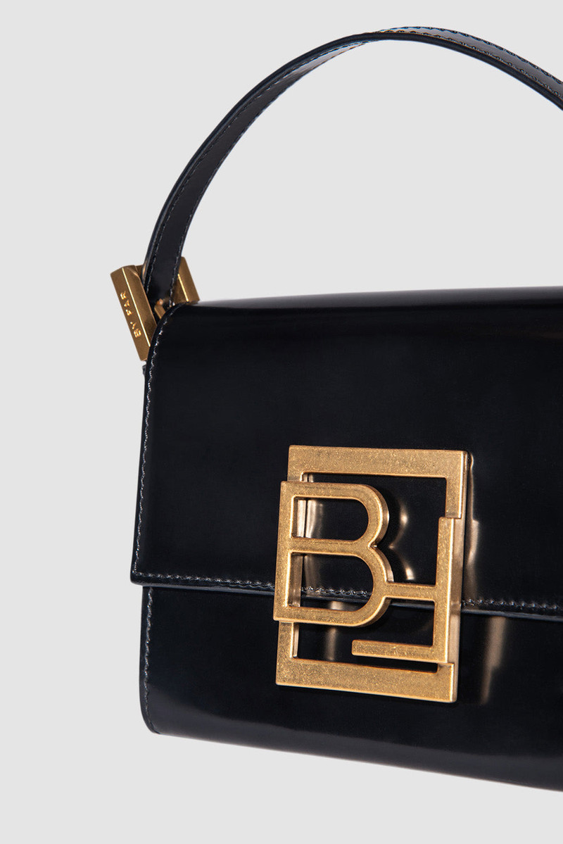 Fran Black Semi Patent Leather Top-Handle Bag 5