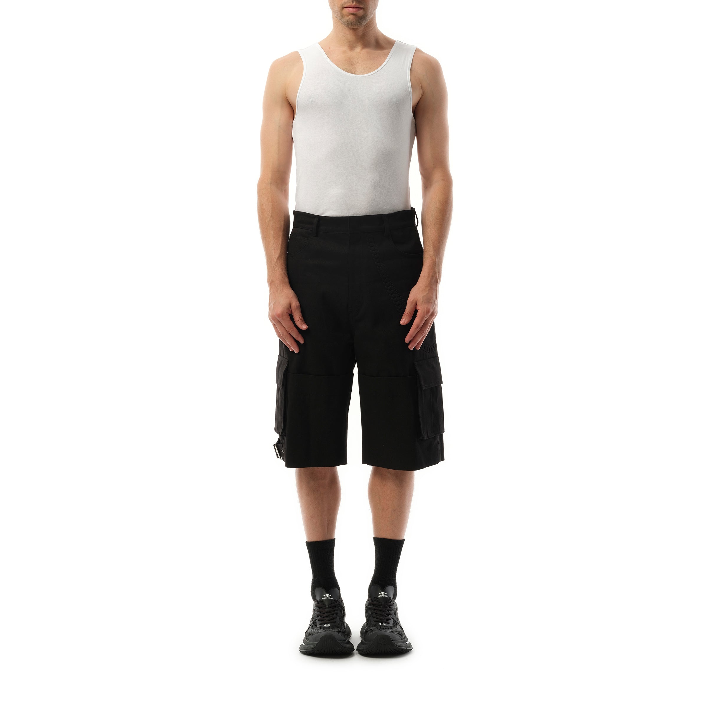 Chain Embossed Shorts in Black - 4