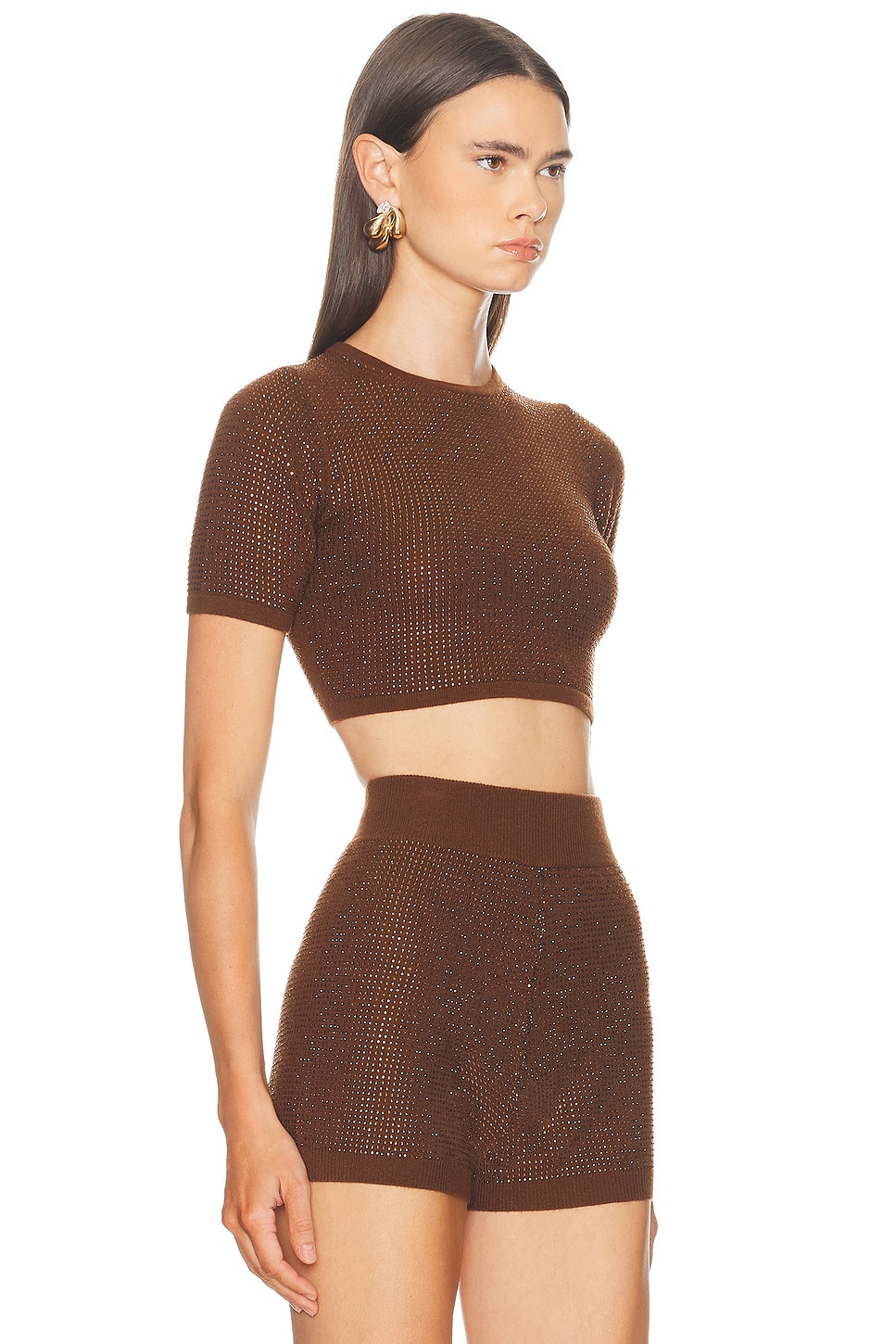 Rhinestone Embroidered Crop Top - 2