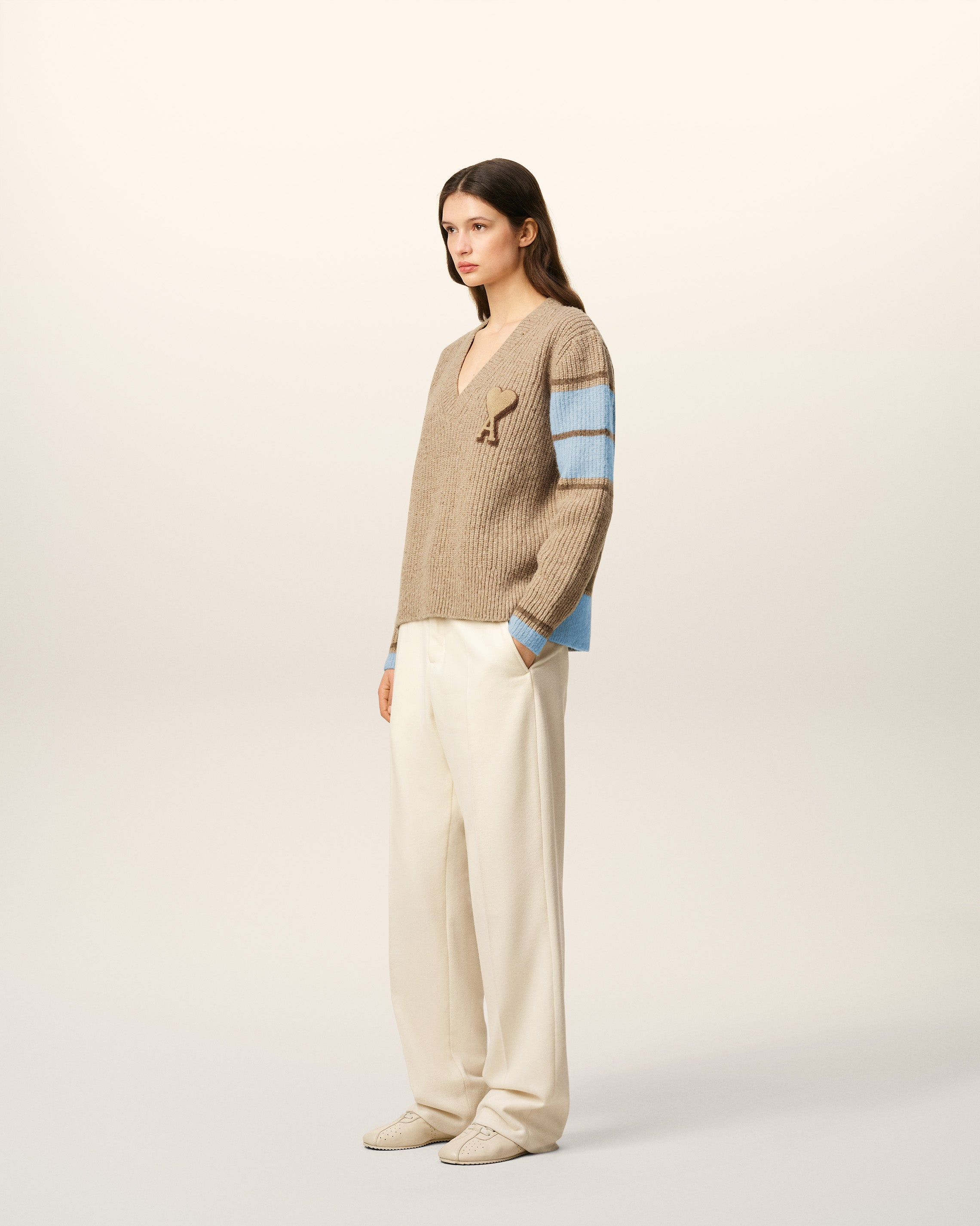 BROWN WOOL COLLEGE SWEATER - 6