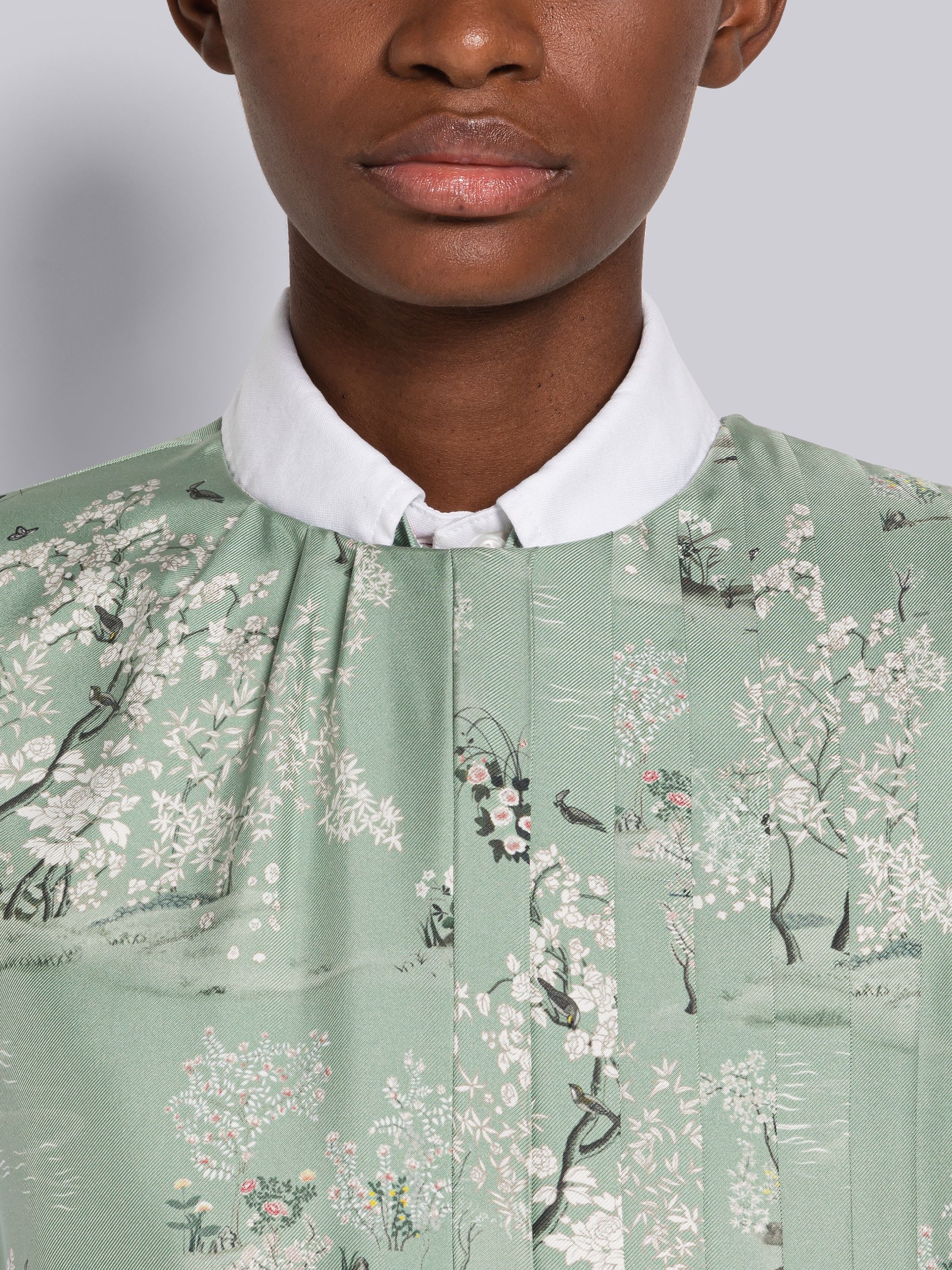 Toile Silk Twill Short Sleeve Pleated Dress - 5