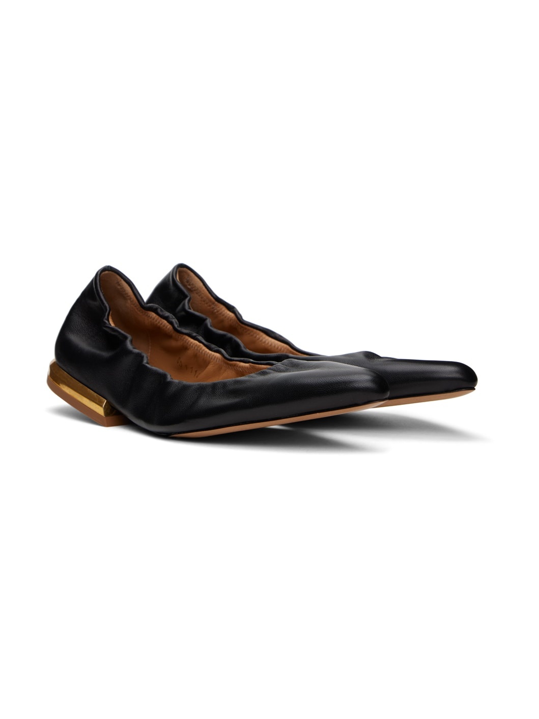 Black Leather Ballerina Flats - 4