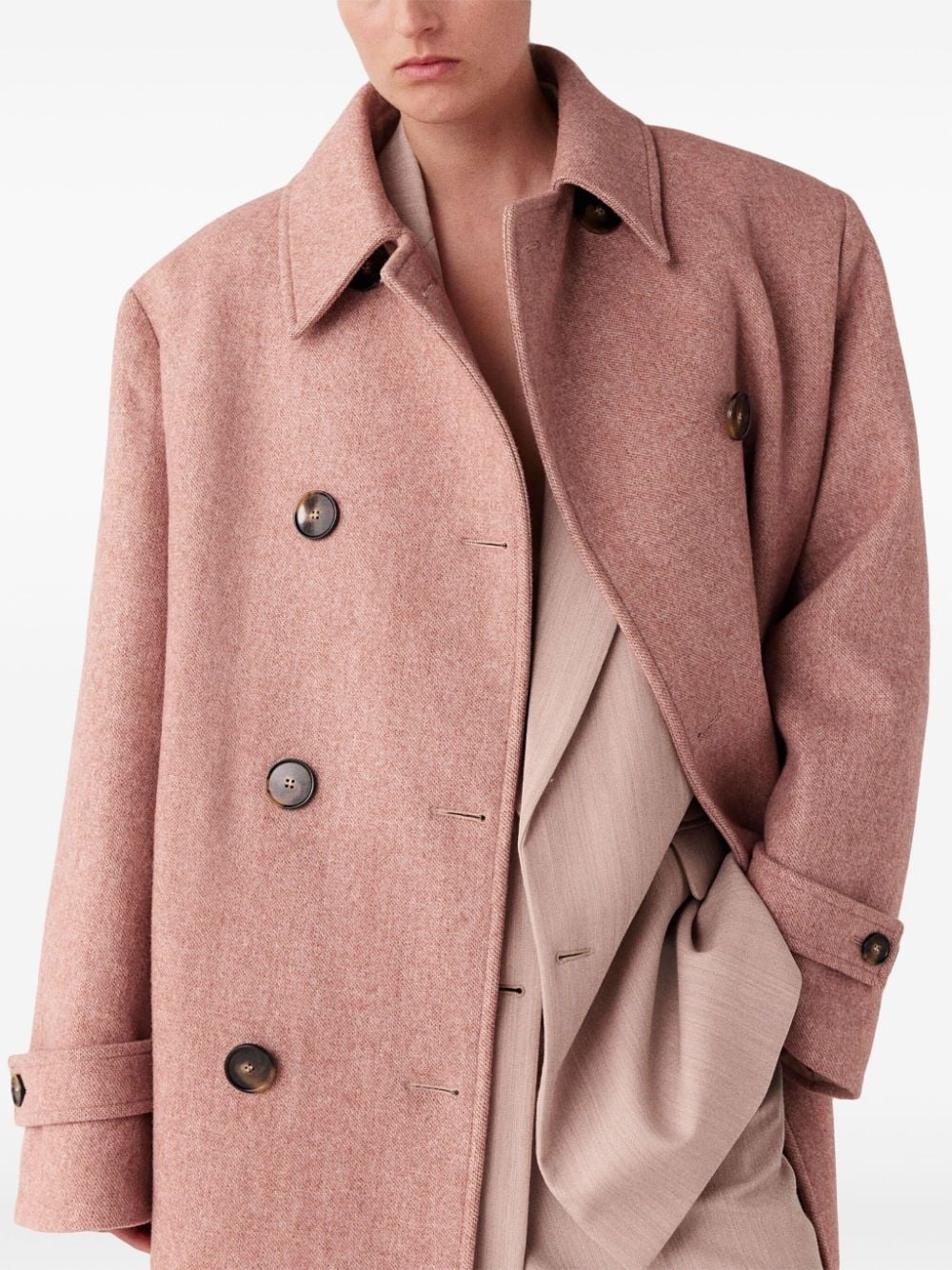 double-breasted wool coat - 6