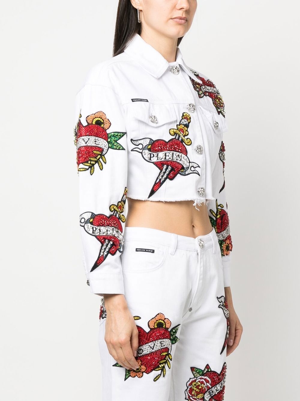 cropped Love denim jacket - 3