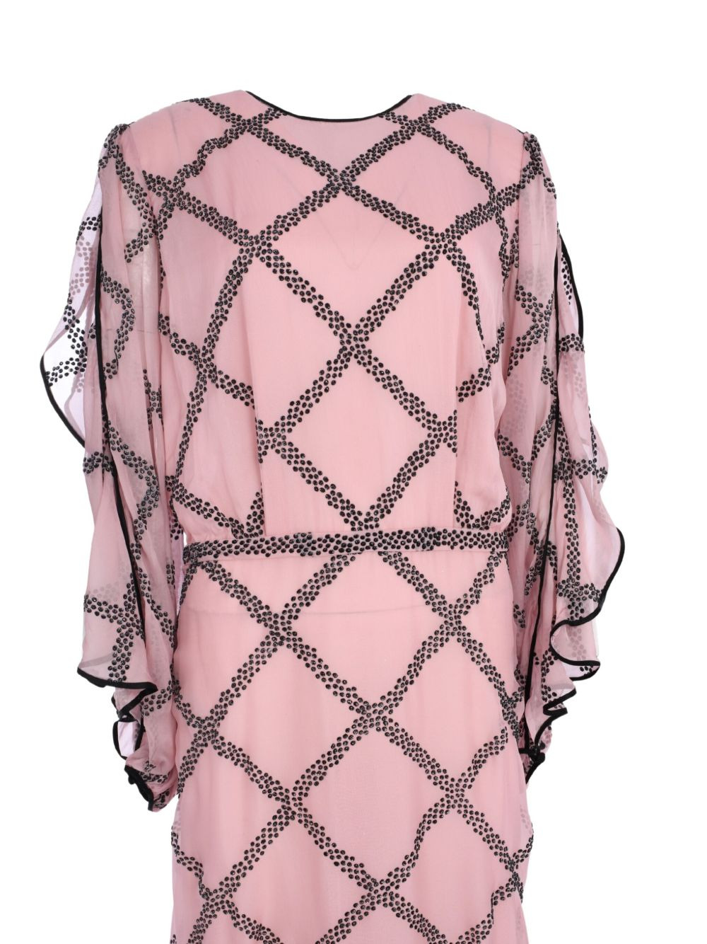 glitter-trimmed silk gown - 3