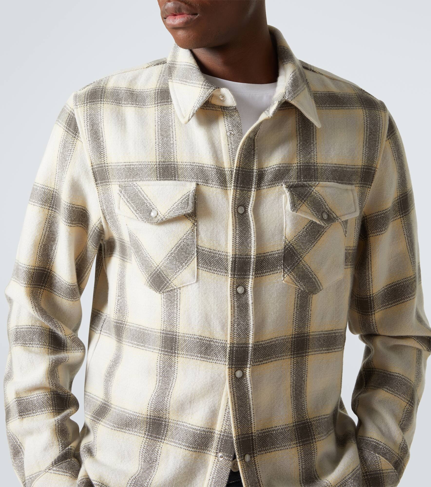 Moon plaid cashmere shirt - 5