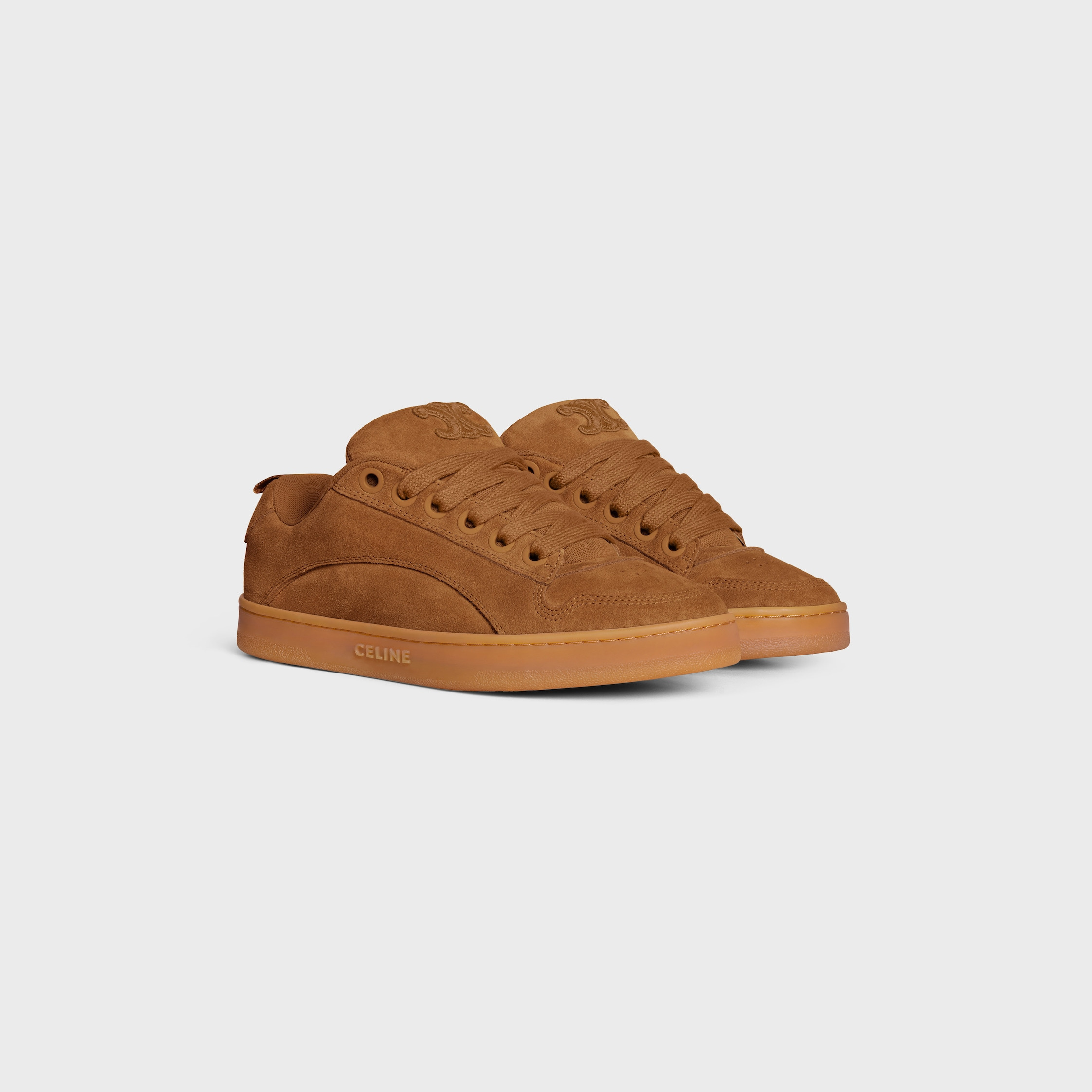 CELINE HUNTINGTON LOW LACE-UP SNEAKER in SUEDE CALFSKIN AND MESH - 2